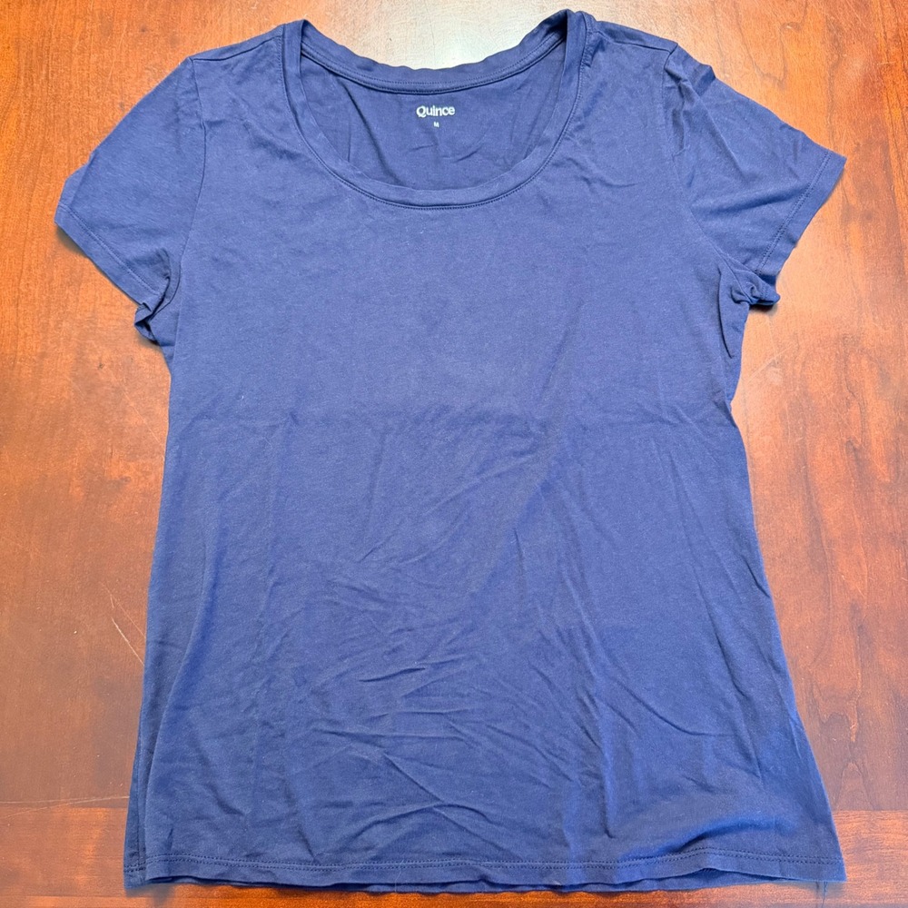 Quince Women's M Navy Blue Cotton Modal Tee Shirt Minimalist Layering